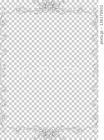 復古書法風格邊框材質 232 <裝飾邊框，裝飾畫框，線條畫，黑白> 136178932