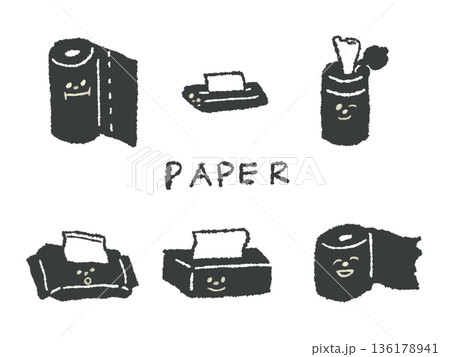 アイコンやシンボルマークとして、デザイン時に使いやすい表情豊かな手描きイラスト・紙製品 136178941
