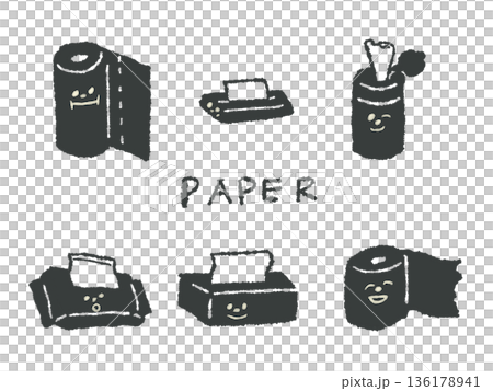 アイコンやシンボルマークとして、デザイン時に使いやすい表情豊かな手描きイラスト・紙製品 136178941