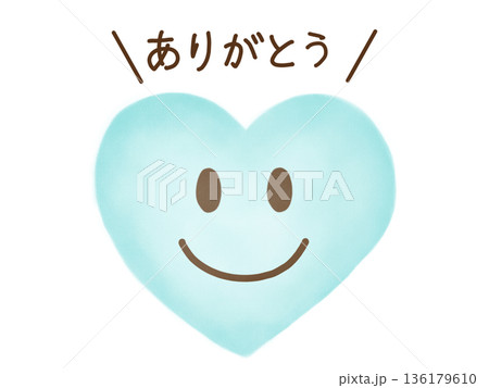 クレヨン画・顔文字ハートのアイコン：ありがとう 136179610