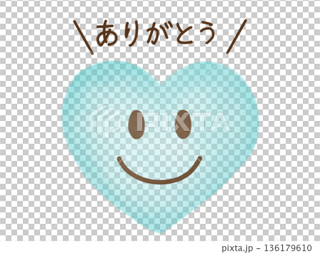 クレヨン画・顔文字ハートのアイコン：ありがとう 136179610