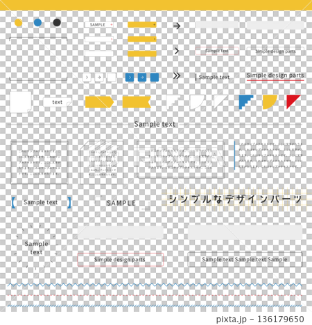 Web・DTP向け、シンプルでポップな凡庸性のある見出し・タイトル枠などのデザイン素材 136179650
