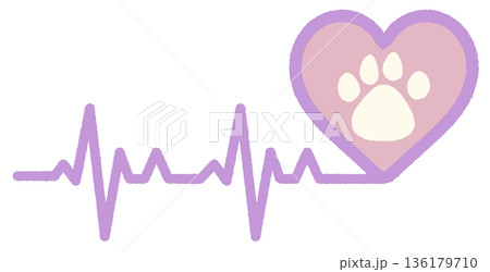 シンプルかわいいペットの心電図 カラー シンプルかわいいペットの心電図 カラー 136179710