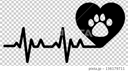Simple cute pet electrocardiogram monochrome Simple cute pet electrocardiogram monochrome 136179711