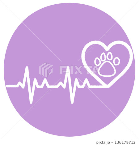 シンプルかわいいペットの心電図 パープル 136179712