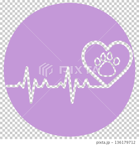 シンプルかわいいペットの心電図 パープル 136179712