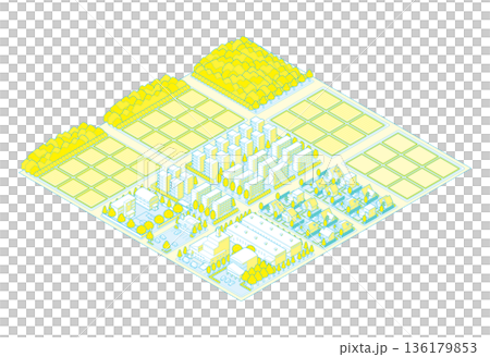Suburban cityscape illustration. Isometric city. 136179853