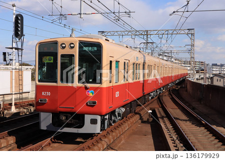 阪神　尼崎センタープール前えきを通過する8000系電車 136179929