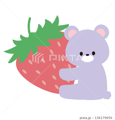 苺を抱えるクマのイラスト 136179950