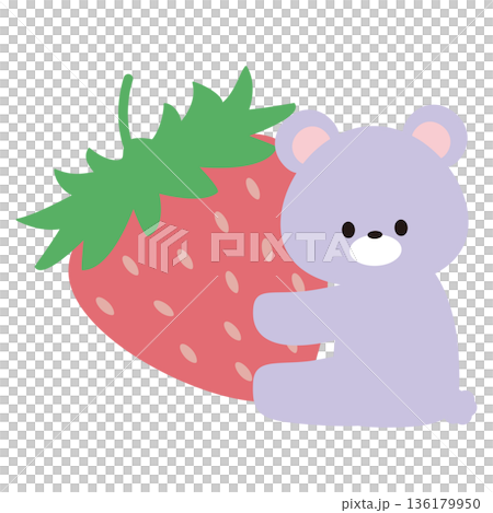 一隻熊拿著草莓的插圖 136179950