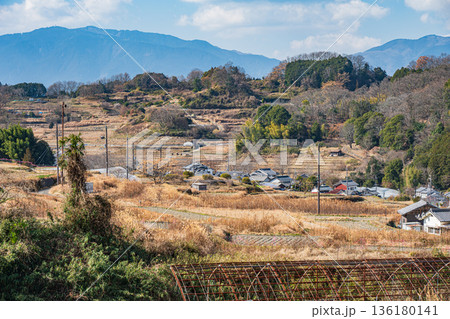 冬の明日香村　阪田の棚田風景　奈良県 136180141