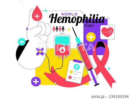World Hemophilia Day Vector Illustration on April 17 Featuring Red Blood Drops and Global Map for Healthcare Awareness in Cartoon Style Design World Hemophilia Day Vector Illustration on April 17 Featuring Red Blood Drops and Global Map for Healthcare Awareness in Cartoon Style Design 136180194