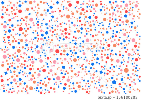 Colorful Confetti Celebration Background With Dots, Stars And Squares in Red, Pink, and Blue 136180285