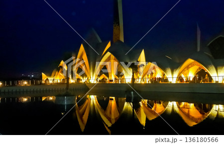 Beautiful view of Al Jabar Grand Mosque at night, Bandung, West Java, Indonesia Beautiful view of Al Jabar Grand Mosque at night, Bandung, West Java, Indonesia 136180566