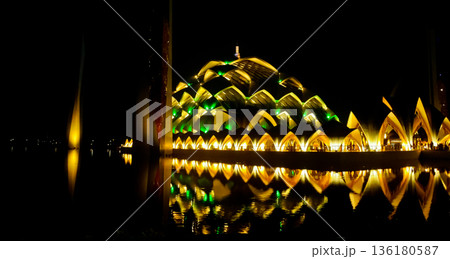 Beautiful view of Al Jabar Grand Mosque at night, Bandung, West Java, Indonesia Beautiful view of Al Jabar Grand Mosque at night, Bandung, West Java, Indonesia 136180587