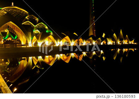 Beautiful view of Al Jabar Grand Mosque at night, Bandung, West Java, Indonesia Beautiful view of Al Jabar Grand Mosque at night, Bandung, West Java, Indonesia 136180593