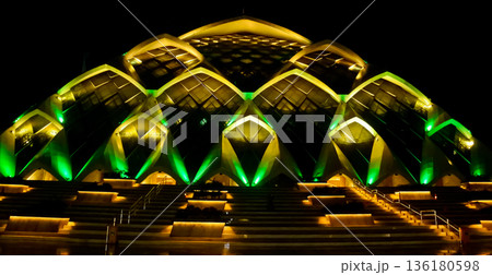 Beautiful view of Al Jabar Grand Mosque at night, Bandung, West Java, Indonesia Beautiful view of Al Jabar Grand Mosque at night, Bandung, West Java, Indonesia 136180598