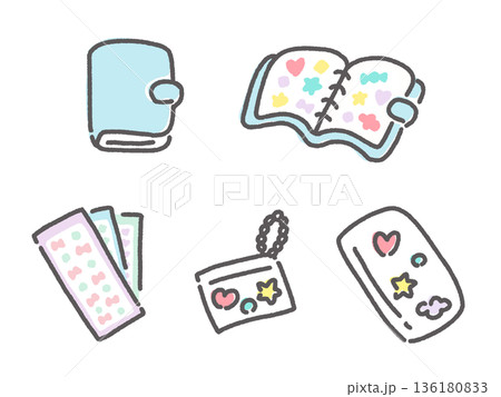 手描きのかわいいシール帳とシールのセット デコレーション スマホ ストラップ 手描きのかわいいシール帳とシールのセット デコレーション スマホ ストラップ 136180833