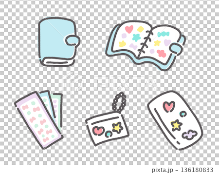 可愛的手繪貼紙書和貼紙套裝，可作裝飾品或手機掛繩 136180833