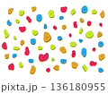 ボルダリングの壁とカラフルなホールドの背景イラスト 136180955