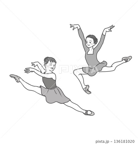 楽しくバレエを踊る女の子たち 136181020