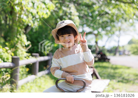 シーソーで遊ぶ男の子 シーソーで遊ぶ男の子 136181026