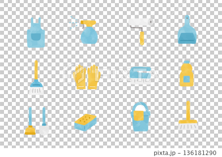 Cleaning tool icon set Cleaning tool icon set 136181290