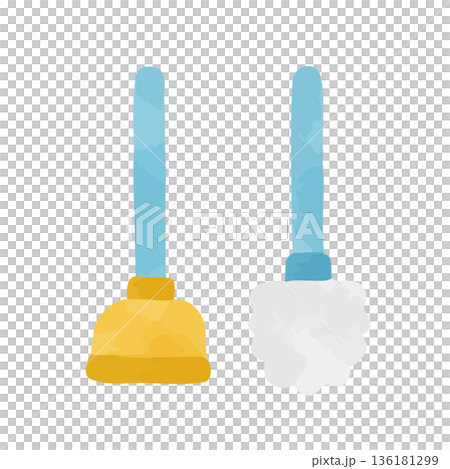 掃除道具の水彩風アイコン 136181299