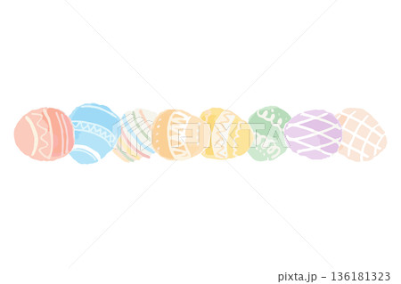 幼稚園・保育園向け 4月のやさしい水彩挿絵イラストシリーズ｜イースターエッグライン 136181323