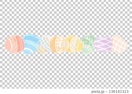 幼稚園・保育園向け 4月のやさしい水彩挿絵イラストシリーズ｜イースターエッグライン 136181323