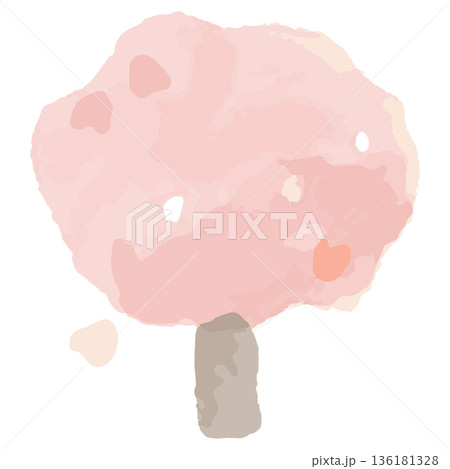 幼稚園・保育園向け 4月のやさしい水彩挿絵イラストシリーズ｜桜の木 136181328