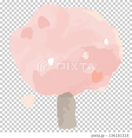 四月幼稚園與托兒所簡易水彩插畫系列 | 櫻花樹 136181328