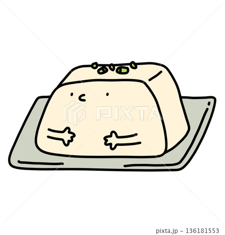 illustration of a cute silken tofu cartoon illustration of a cute silken tofu cartoon 136181553