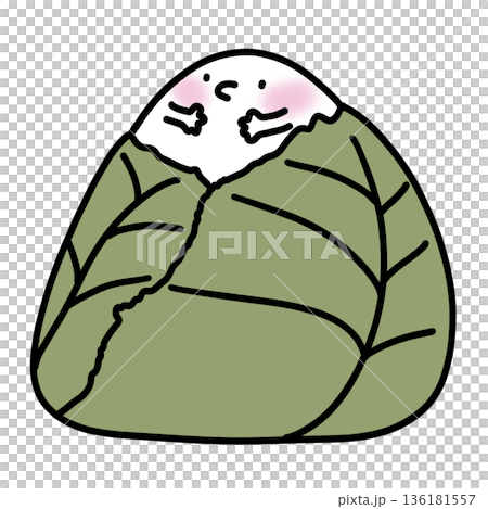 illustration of a cartoon onigiri Japanese rice ball illustration of a cartoon onigiri Japanese rice ball 136181557