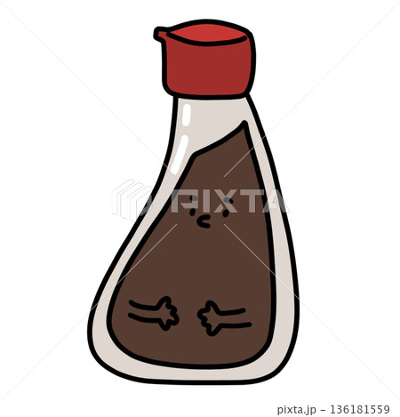 illustration of a bottle of shoyu sauce cartoon 136181559