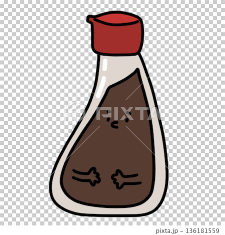 illustration of a bottle of shoyu sauce cartoon 136181559