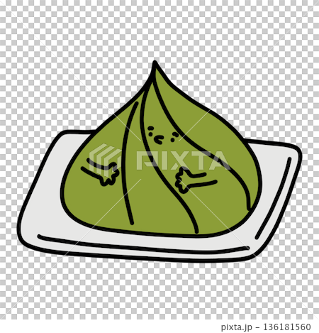 illustration of a cute wasabi sauce cartoon 136181560