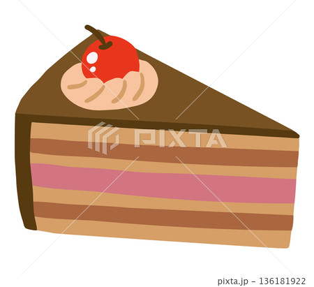 チョコレートケーキのかわいい手描きイラスト 136181922