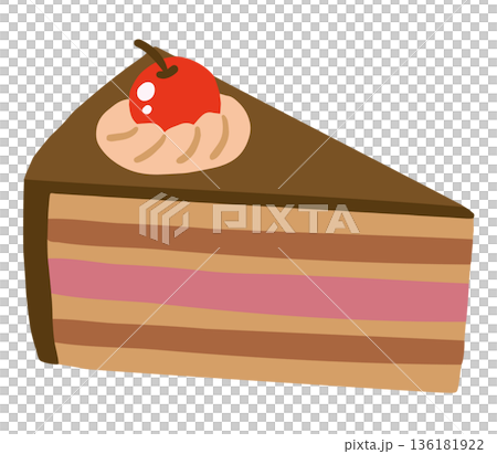 チョコレートケーキのかわいい手描きイラスト 136181922