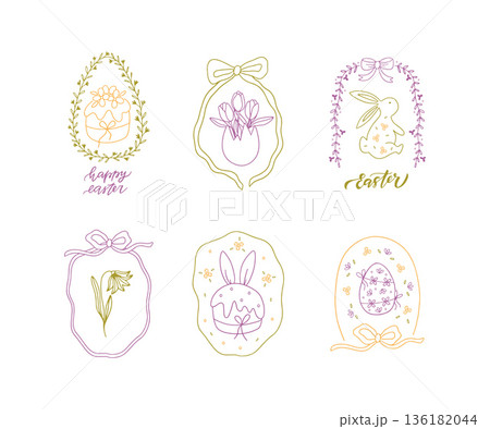 Happy Easter hand drawn whimsy set 136182044