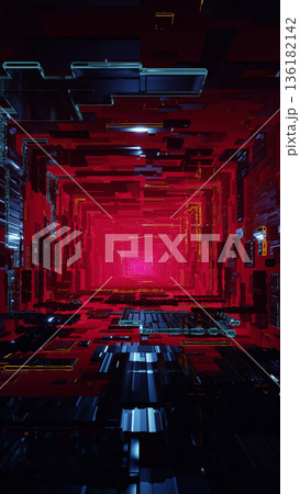 Running In The Tunnel Of Light, A stunning 3D Rendered figure dashes through a tunnel of radiant light, shadows trailing, perfect for a dramatic action illustration or an inspiring journey artwork. 136182142