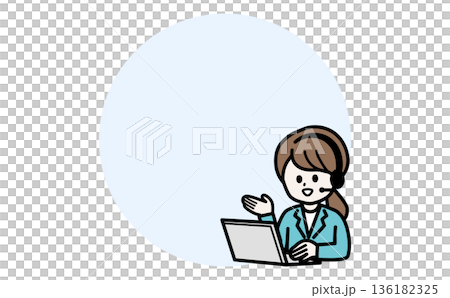 Illustration of an IT support staff member providing online guidance on a laptop Illustration of an IT support staff member providing online guidance on a laptop 136182325