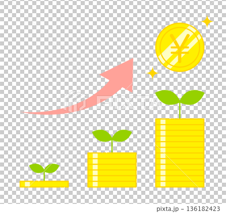 NISA、投資、股票資金成長圖示資料 136182423