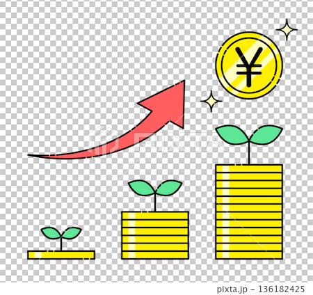 NISA・投資・株のお金が増えるイラスト素材 136182425