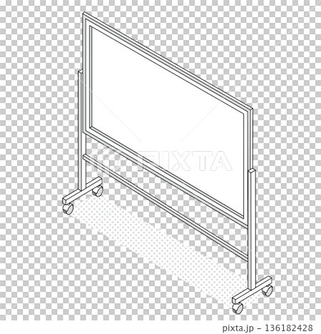 アイソメトリックのホワイトボード キャスター付き線画アイコン 136182428