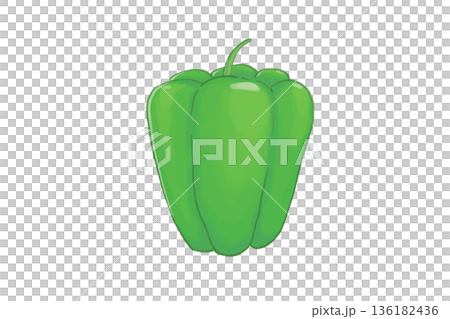 新鮮なピーマンの手描きイラスト（真横） 136182436