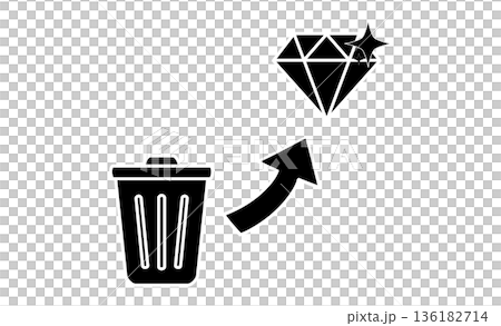 A concept illustration symbolizing "upcycling," which turns trash into treasure. 136182714