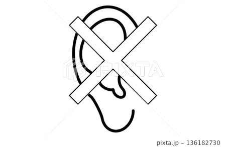 聴覚過敏への配慮を象徴する、遮音と静寂のコンセプトアイコン 136182730