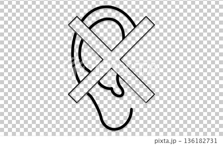 A concept icon of sound insulation and silence, symbolizing consideration for those with hearing loss. 136182731