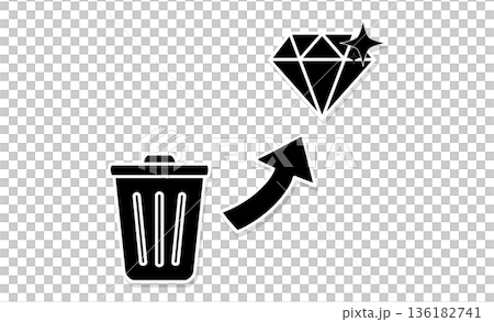 ゴミを宝物へ変える「アップサイクル」を象徴するコンセプトイラスト ゴミを宝物へ変える「アップサイクル」を象徴するコンセプトイラスト 136182741